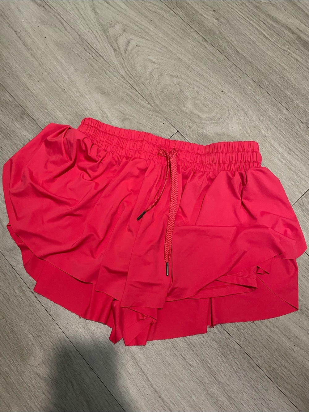 Women's Hot Pink Ruffle Athletic Shorts